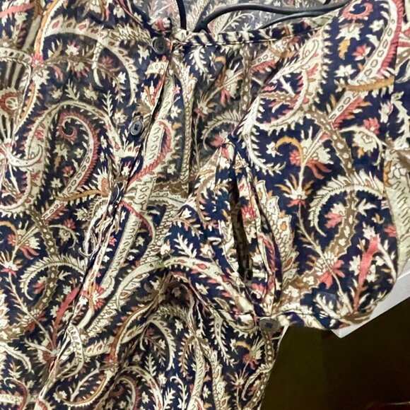 J.CREW BOHOCHIC PAISLEY TUNIC SZ SMALL 100%COTTON BLACK/PINK/BEIGE - Picture 12 of 16